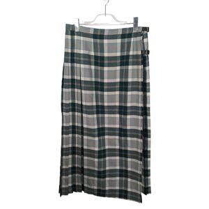 Vintage Border Glen Plaid Long Maxi Skirt Kilt Green White Wool Blend Made in UK
